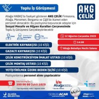 AKG ÇELİK ELEMAN ARIYOR