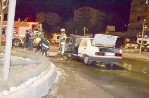 SEYİR HALİNDEKİ OTOMOBİL YANDI