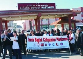 Aliağa'da doktorlara şiddet protesto edildi
