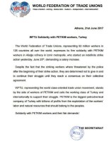 PETKİM İŞÇİSİNE ULUSLARARASI DESTEK