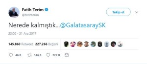 FATİH TERİM TWEET ATARAK DÖNDÜ