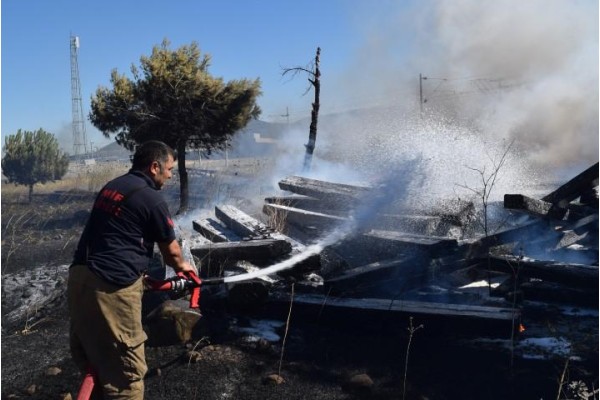 YOL KENARINDAKİ OTLUK ALAN YANDI