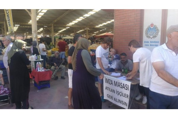 İŞÇİLER İMZA STANDI KURDU