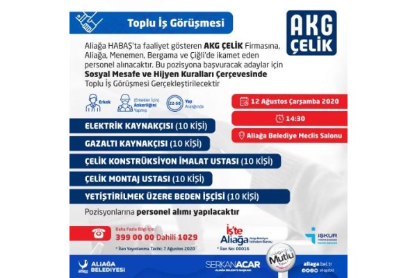 AKG ÇELİK ELEMAN ARIYOR