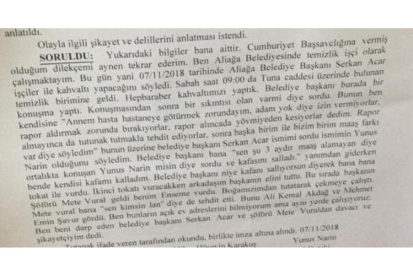 BAŞKAN ACAR “İŞÇİYİ TOKATLADI” İDDİASI