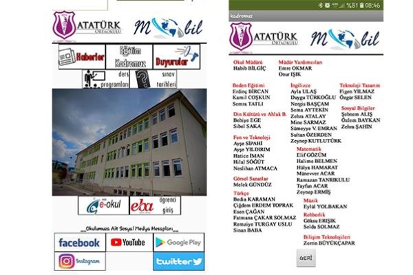ATATÜRK ORTAOKULU MOBİL UYGULAMASI YAYINDA