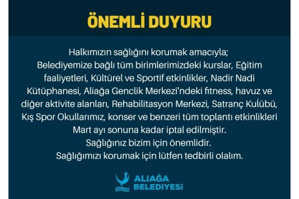 TÜM KURSLAR İPTAL EDİLDİ