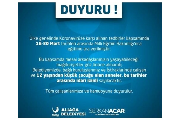 BELEDİYEDEN KADIN PERSONELE İZİN