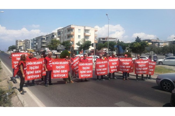 İŞÇİLER ÇANAKKALE YOLUNU TRAFİĞE KAPATTI