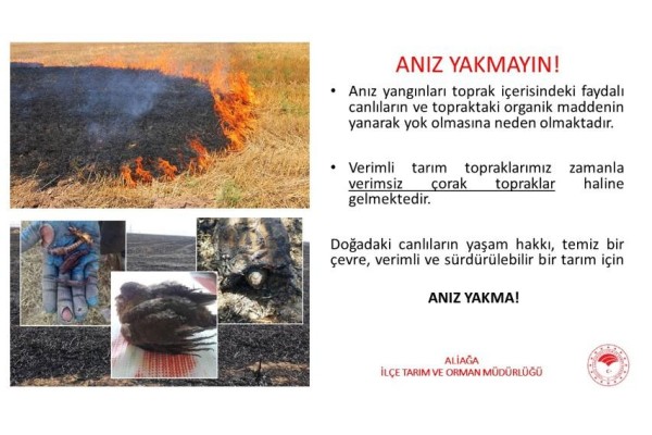 ÇİFTÇİLERE ANIZ YAKMA UYARISI