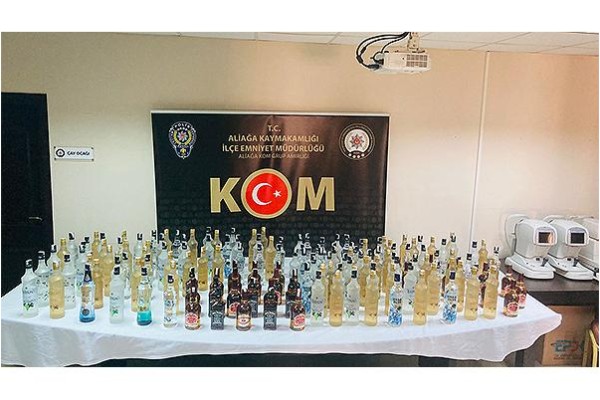 138 şişe sahte içki ele geçirildi