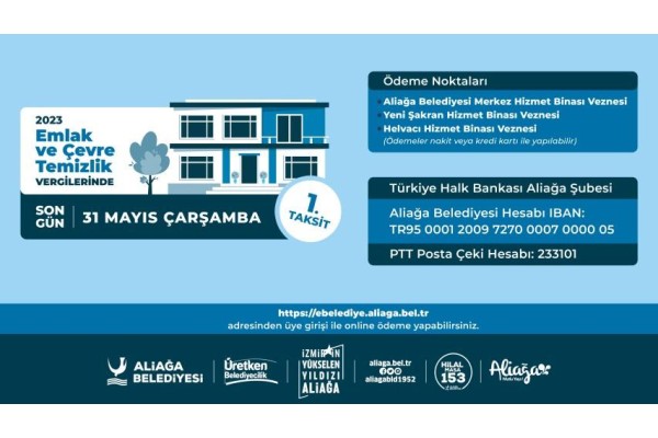 Emlak ve Çevre Temizlik Vergisi’nde son gün 31 Mayıs