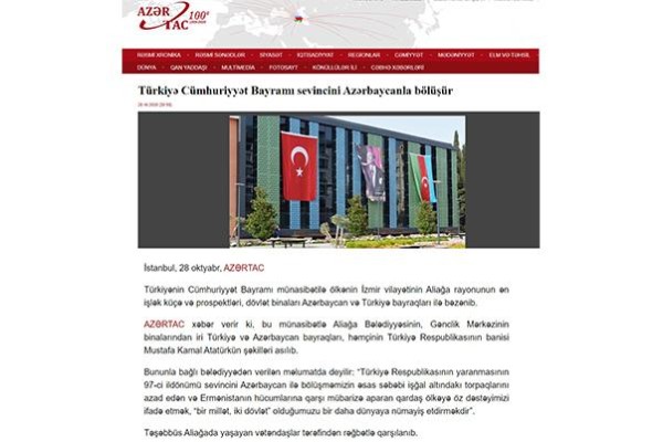 BAYRAKLI DESTEK AZERBAYCAN MEDYASINDA